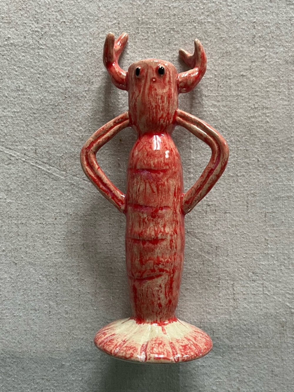Zara Home Nautical Ceramic Lobster Taper Candle Holder - Red/Cream